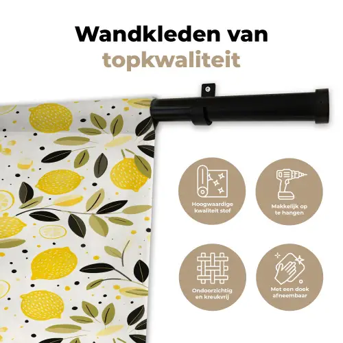 Citroenen - Geel - Wit - Stippen Wandkleed katoen klein 269 -sfeer2