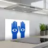 Handen - Twee - Ogen - Blauw keuken achterwand spatscherm klein -3d_schuin