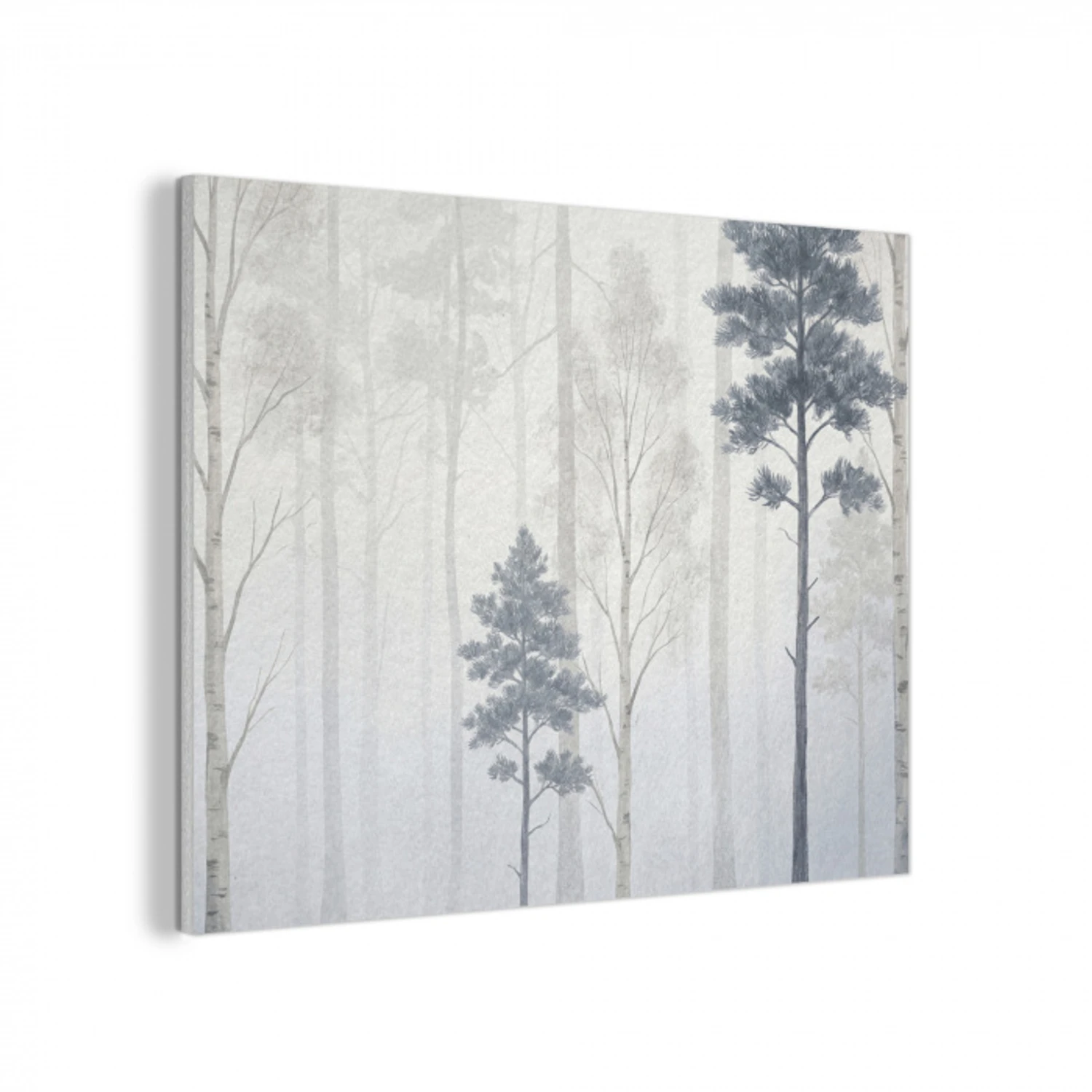 Bos - Bomen - Mist - Natuur - Illustratie - Grijs PET vilt klein -3d