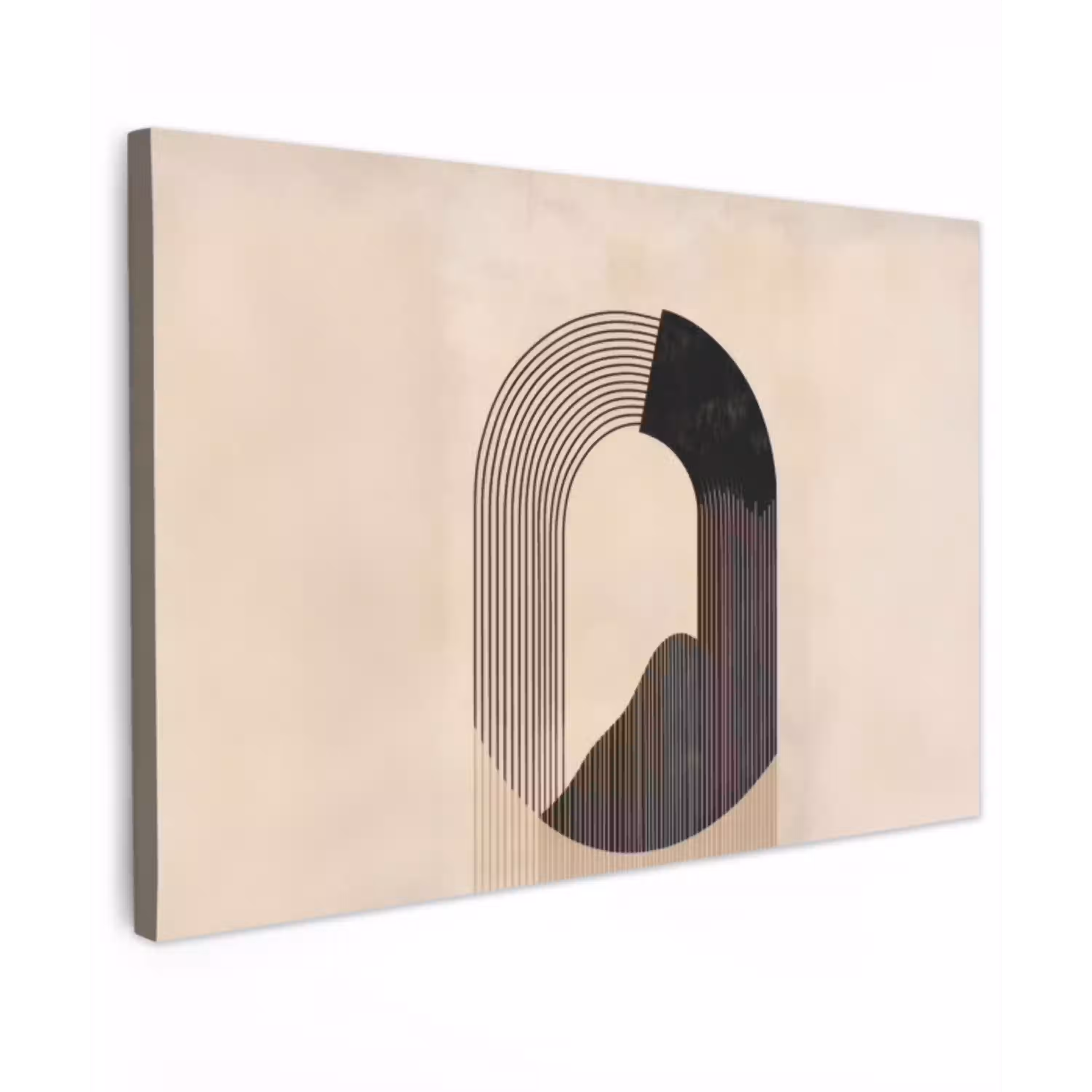 Grafisch gebogen motief - Beige canvas 2cm klein -z3d