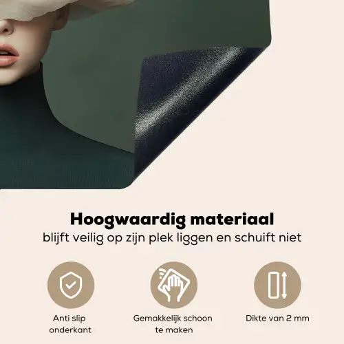 Hoed - Vrouw - Beige Inductie beschemer met haakjes klein -ky-onderkant-nl