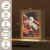 Pelikaan - Dier - Bloemen - Natuur - Botanisch - Roze Light Box met kabel (Tafellamp) klein -USP_NL
