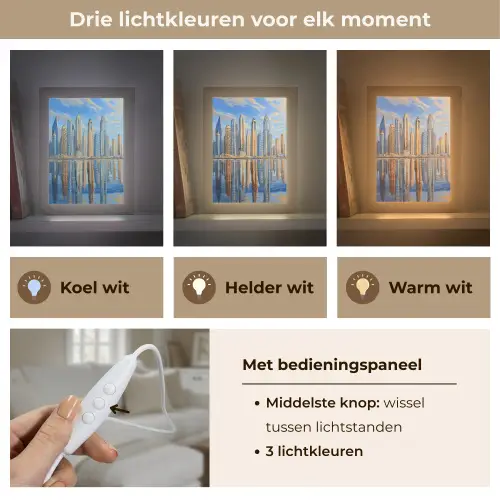 Skyline - Wolkenkrabbers - Water - Blauw Light Box met kabel (Tafellamp) klein -USP_lichtkleurNL