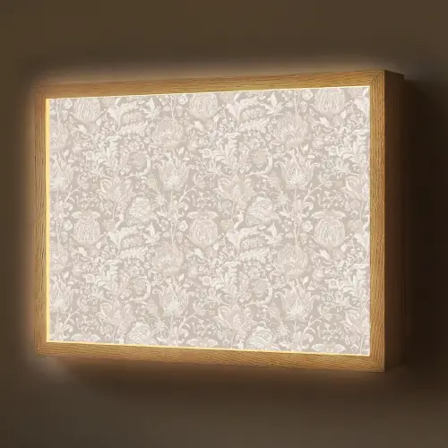 Bloemenprint - Grijs - Crème Light Box met batterij (Wandlamp) middel 907 -z3d_website