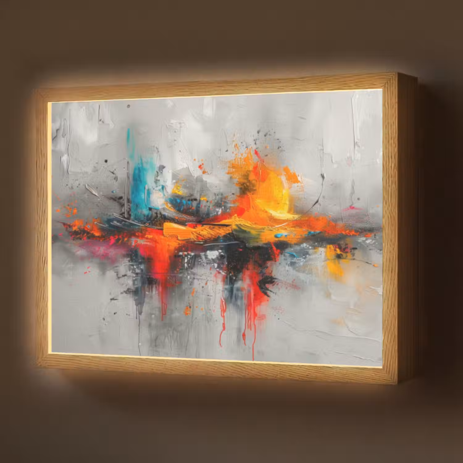 Lightbox - Wandlamp - Modern - Oranje - Grijs - Kunst