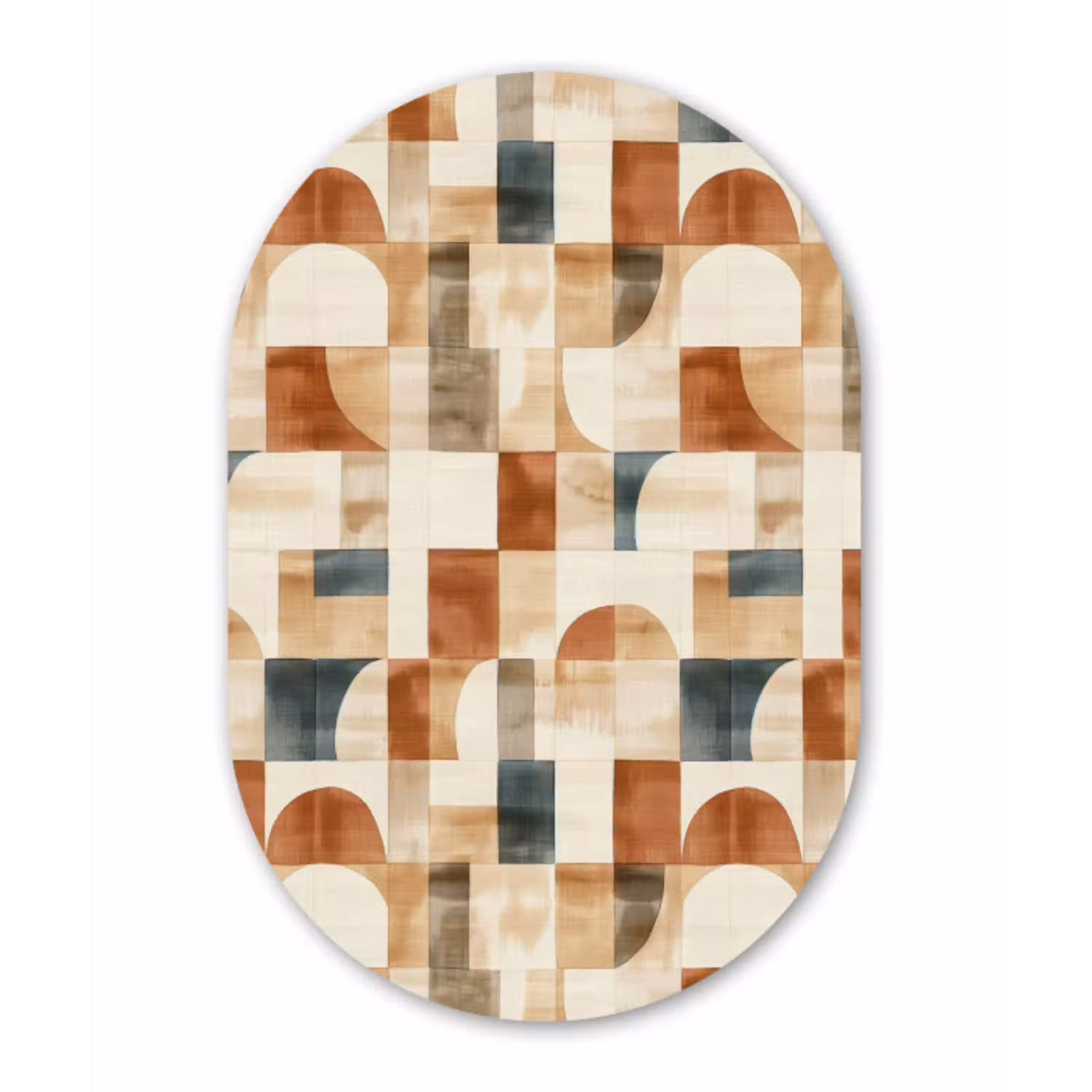 Terracotta - Geometrisch - Aquarel - Textuur Wandcirkel Ovaal Forex klein 630 -3d
