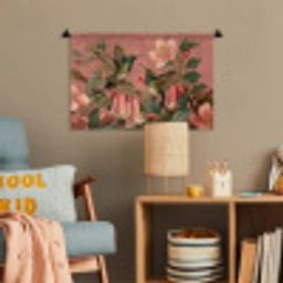 Kolibries - Bloemen - Groen - Roze Wandkleed katoen klein -wsfeer4_kind