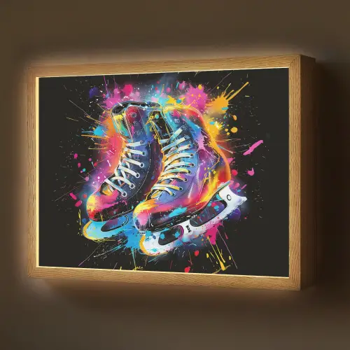 Graffiti - Sport - Schaatsen - Verf Light Box met batterij (Wandlamp) middel -z3d_website