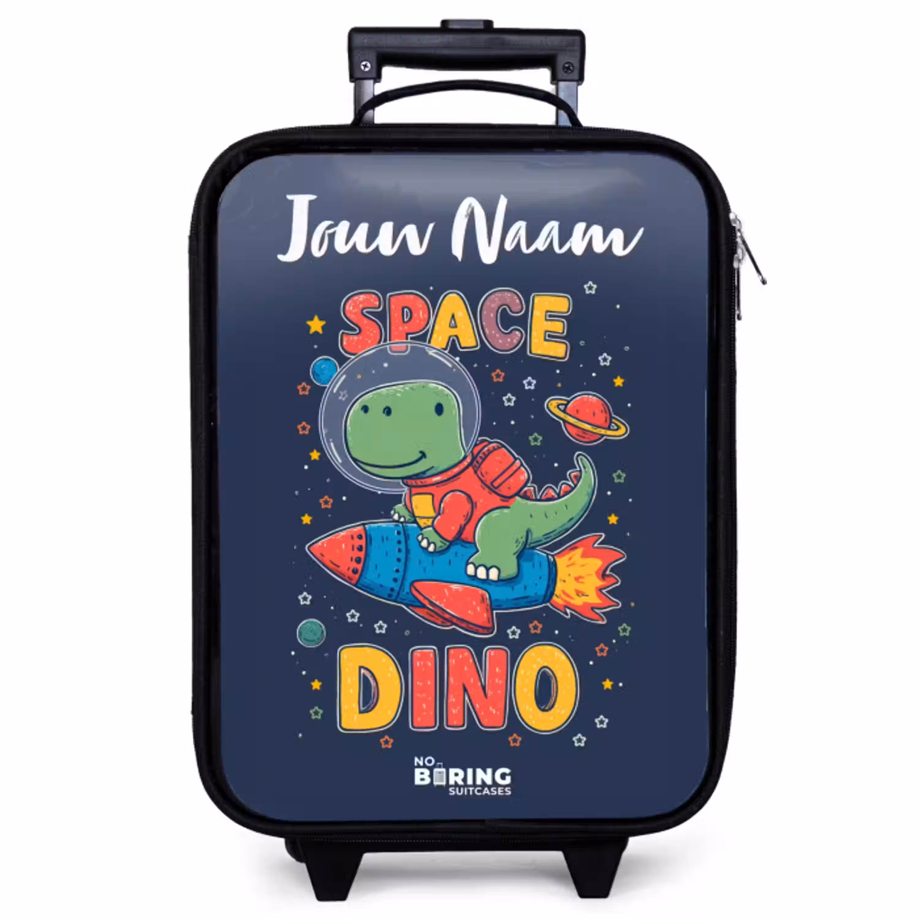 Dinosaurus - Groen - Raket - Sterrenhemel Kinderkoffer - Zwart klein -zzz_website3d