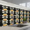 Retro - Bloem - Zwart - Okergeel keuken achterwand 2 middel 871 -3d_schuin