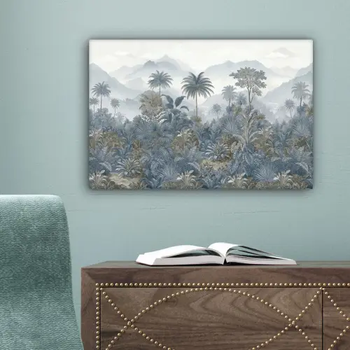 Jungle - Landschap - Blauw canvas 2cm klein -sfeer4