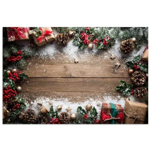 Kerstdecoratie - Geschenken - Hout - Veelkleurig poster papier klein -3d