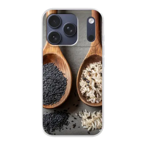 Houten - Lepels - Rijst - Zaden Telefoonhoesje iPhone 17 Pro klein -3d