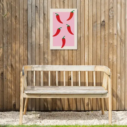 Pepers - Rood - Illustratie Tuinposter op houten frame 2 cm dik klein -sfeer4