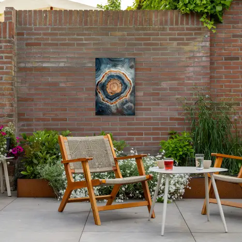 Cirkel - Ringen - Steen - Tinten Tuinposter op houten frame 2 cm dik klein -sfeer3
