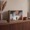 Jongen - Ballonnen - Gebouwen - Kunst Light Box met batterij (Wandlamp) middel -sfeer2