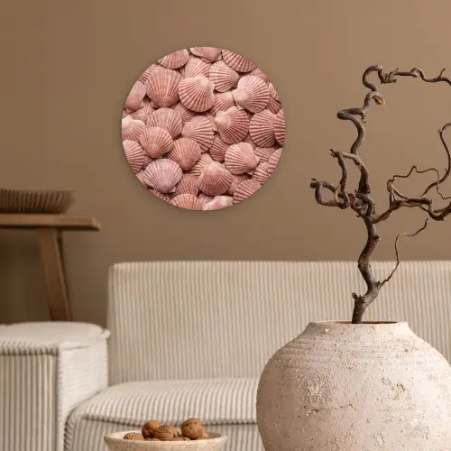 Schelpen - Patroon - Roze Wandcirkel kunststof plaat 5mm dik klein -sfeer1