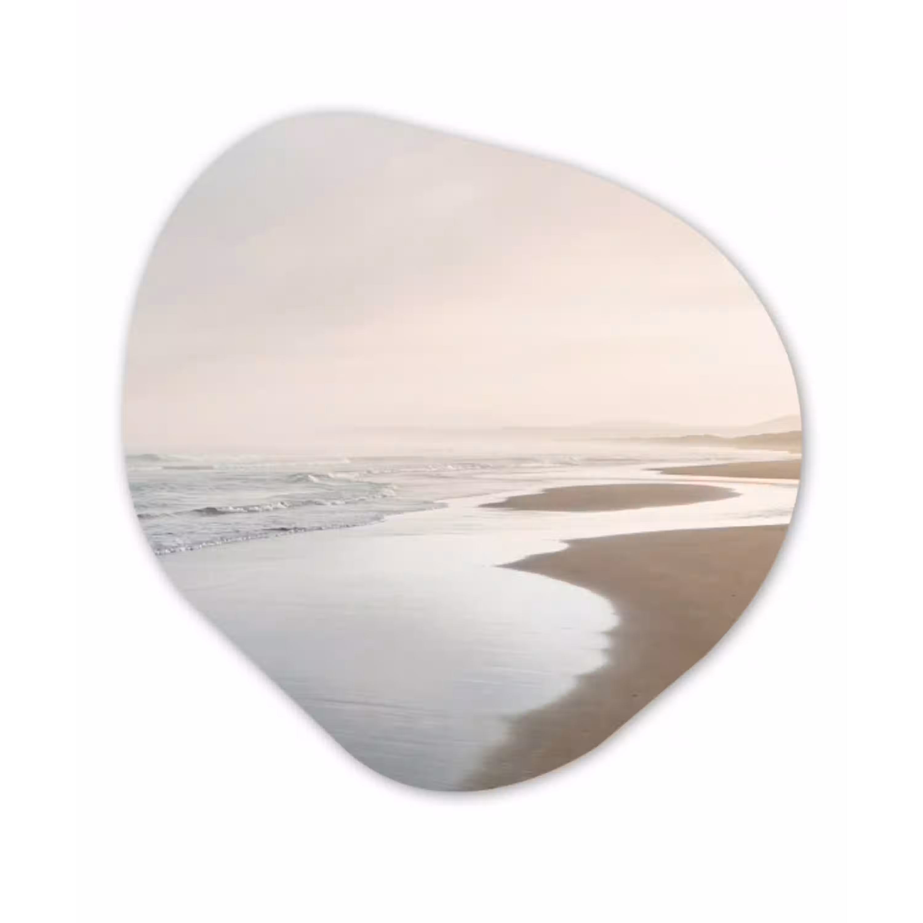 Kustlijn - Strand - Oceaan Wandcirkel Organisch Aluminium middel -3d
