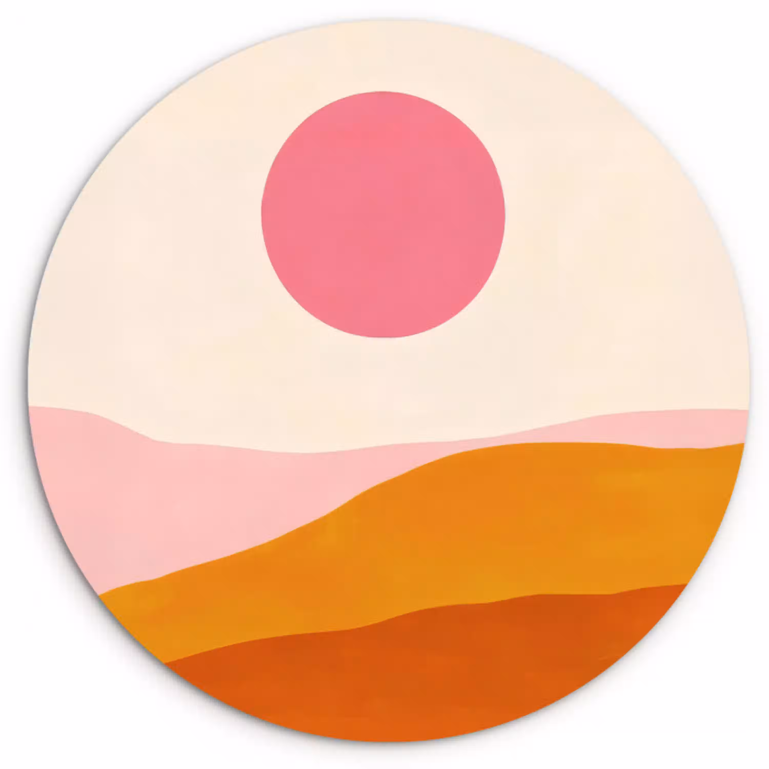 Zon - Heuvels - Abstract - Roze Wandcirkel plexiglas klein -3d