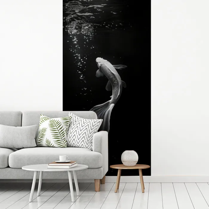 Koi - Vis - Wit - Zwart fotobehang vinyl groot -woonkamer