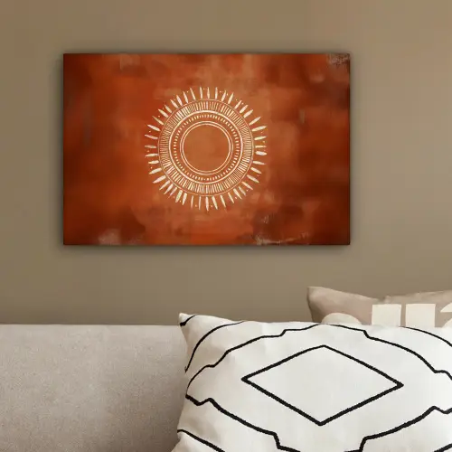 Abstract - Lijnen - Zonnestralen - Roodbruin canvas 2cm klein -sfeer3