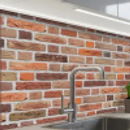 Bakstenen - Aardetinten - Muur - Rustiek keuken achterwand 2 middel 865 -zzzz3d_schuin