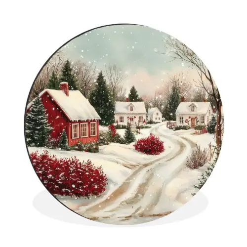 Kerstsfeer - Landelijk - Rood Wandcirkel aluminium klein -3d