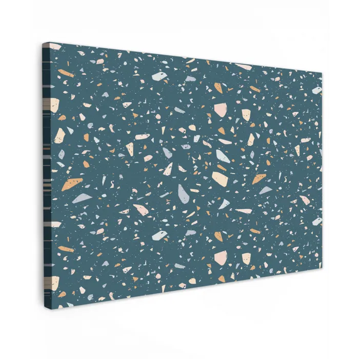Terrazzo -  Patroon - Kleurrijk - Diep blauw Tuinposter op houten frame 2 cm dik klein 845 -3d