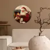 Kerst - Kerstman - Winter - Open Haard Wandcirkel kunststof plaat 5mm dik klein -sfeer1