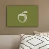 Lijntekening - Appel - Olijfgroen - Blaadje canvas 2cm klein -sfeer3