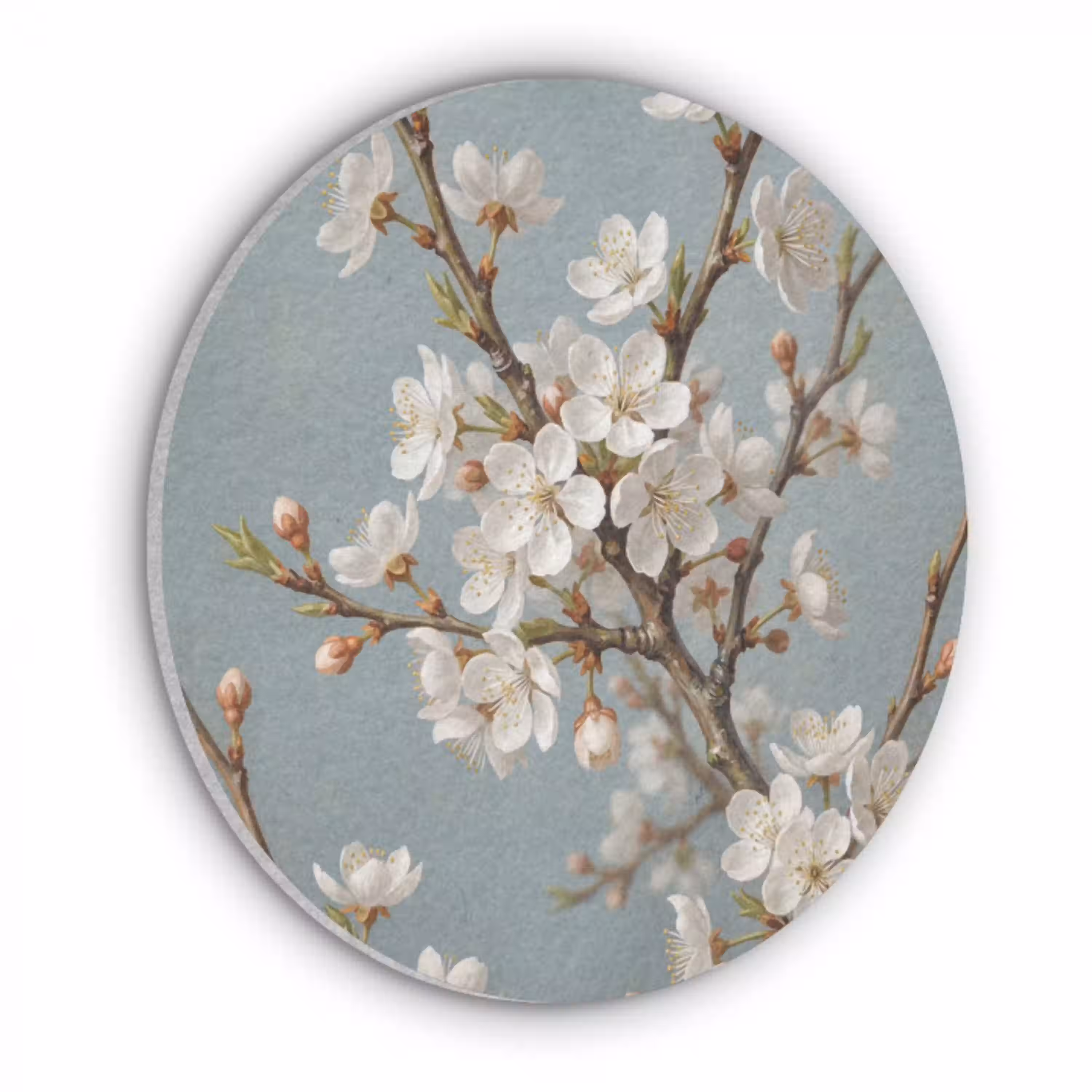 Botanisch - Stilleven - Blauw Akoestische PET Vilt - Rond klein -3d