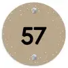 Beige met stippen - Traditioneel Naambord Rond klein -3d
