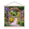 Doorkijk - Bloemen - Pad - Natuur textielposter latten blank klein -3d