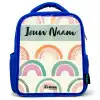 Regenboog - Pastel - Patroon Kinderrugzak - Blauw middel -3d