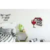 Wijnfles - Quote - Rood - Glas Wandcirkel aluminium klein -kinderkamer