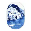 Dorp - Rotswand - Roeiboot - Water Wandcirkel Ovaal Glas middel -3d