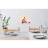Vrouw - Zon - Kleurrijk Muursticker klein -eettafel
