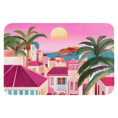 Stad - Roze - Palmbomen WCmat klein -3d