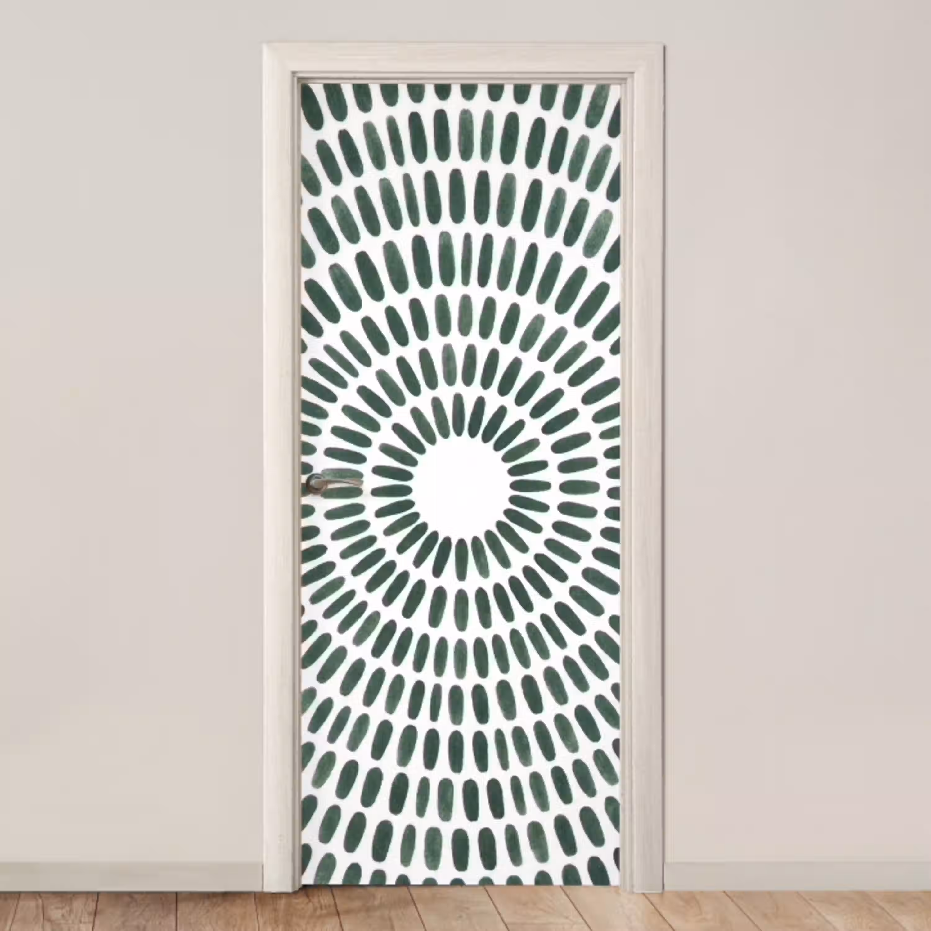 Abstract - Cirkel - Patroon - Modern - Groen deurposter klein -3d_beige