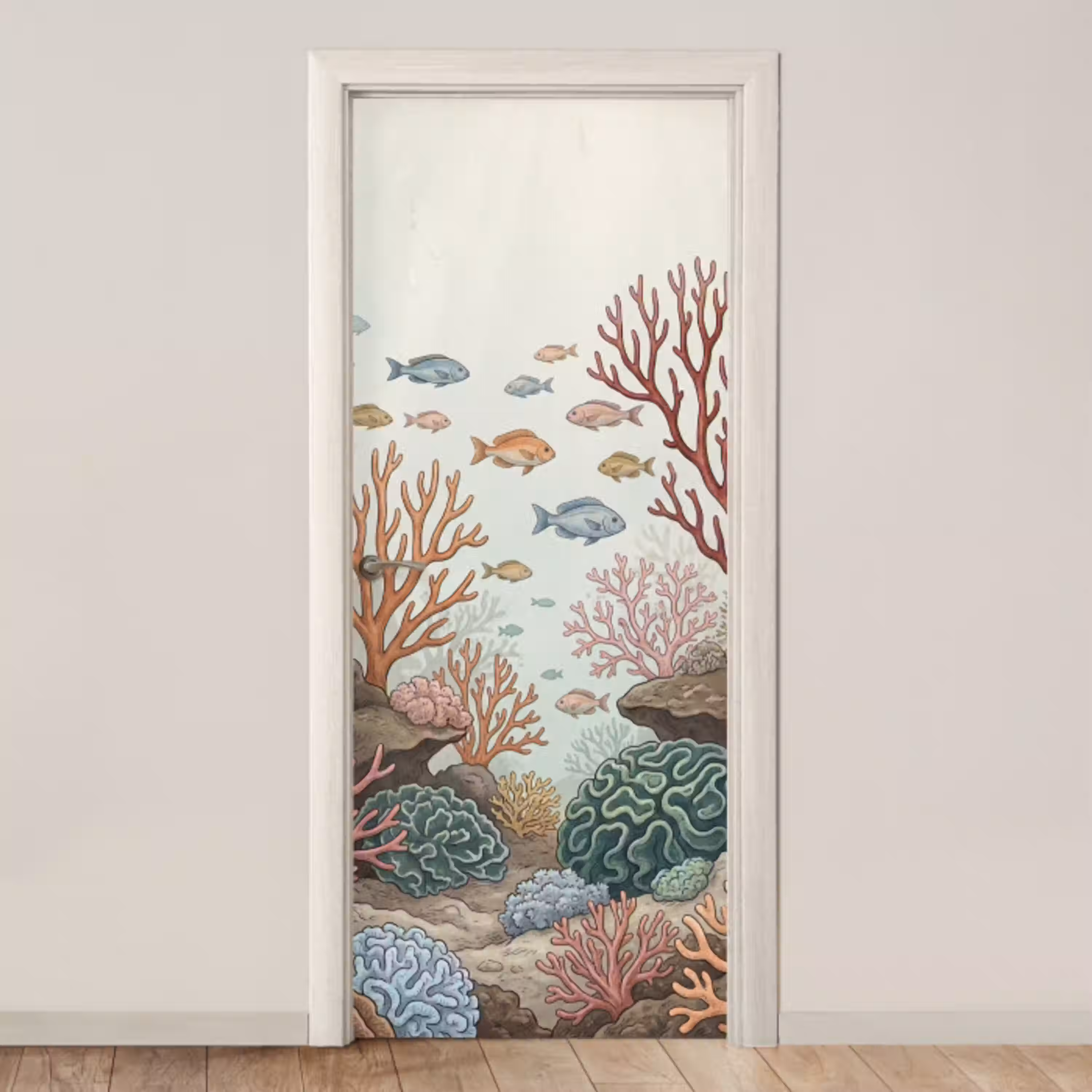 Onderwater - Koraal - Vis - Natuur deurposter klein -3d_beige