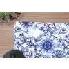 Bloemen - Blauw - Patroon - Wit muismat rubber klein 262 -closeup