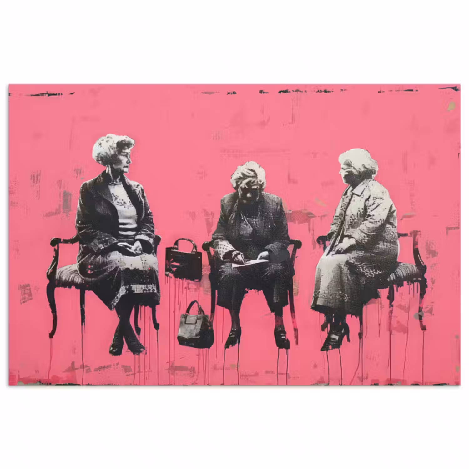 Poster - Graffiti - Vintage - Schwarz - Straßenkunst - Rosa - Banksy