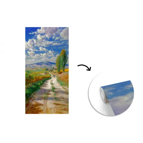 Mensen - Wandelen - Zandpad - Velden fotobehang vinyl groot -3d