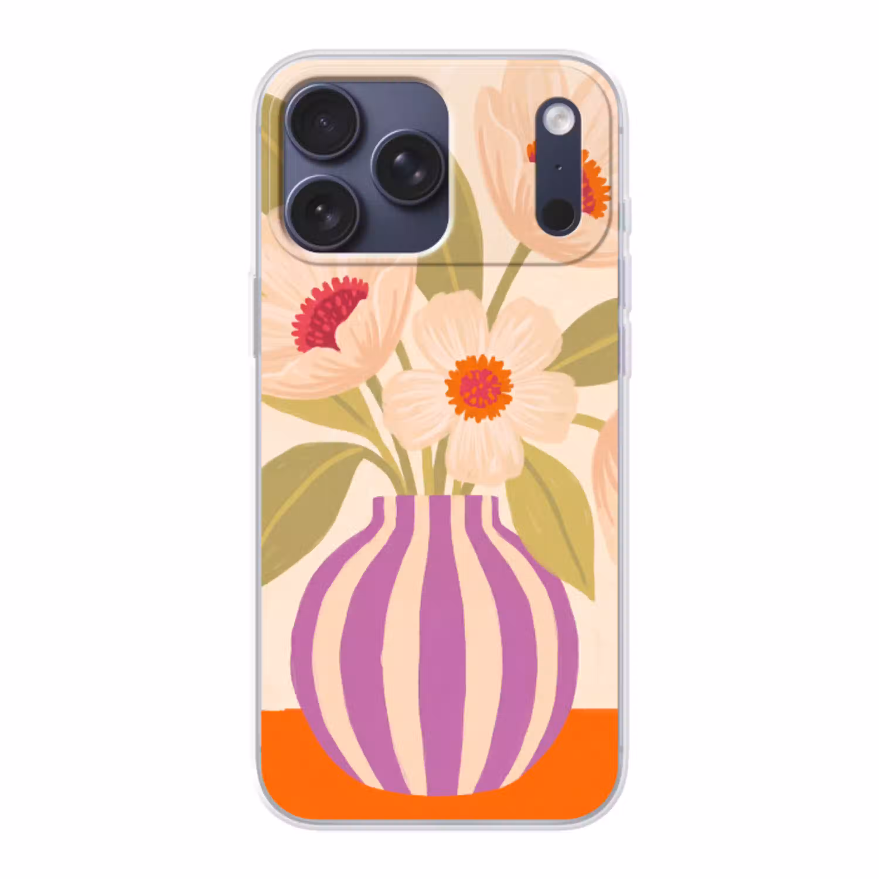 Bloemen - Vaas - Abstract - Paars - Oranje Telefoonhoesje iPhone 17 Pro Max klein -3d