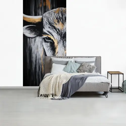 Stier - Hoorns - Snuit - Goud fotobehang vinyl groot -slaapkamer
