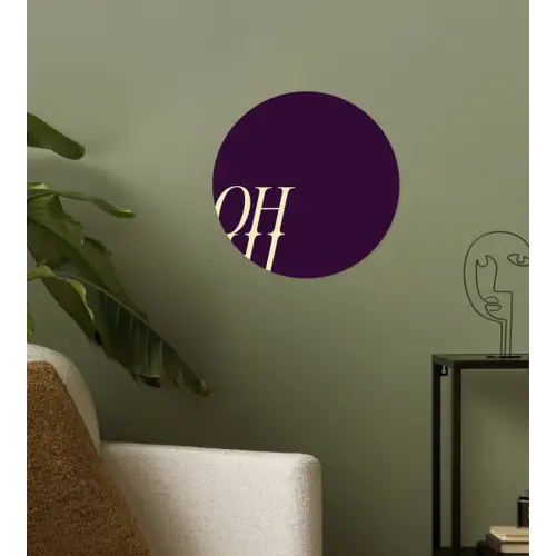 Oh hi - Paars - Cursief Wandcirkel behangsticker klein -sfeer2
