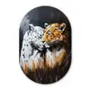 Luipaard - Oranje - Wit - Gras Wandcirkel Ovaal Glas middel -3d