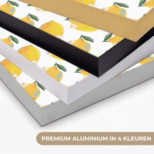 Citroenen - Wit - Bloemen - Patroon Textielframe zwart klein 947 -USP_kleurenNL