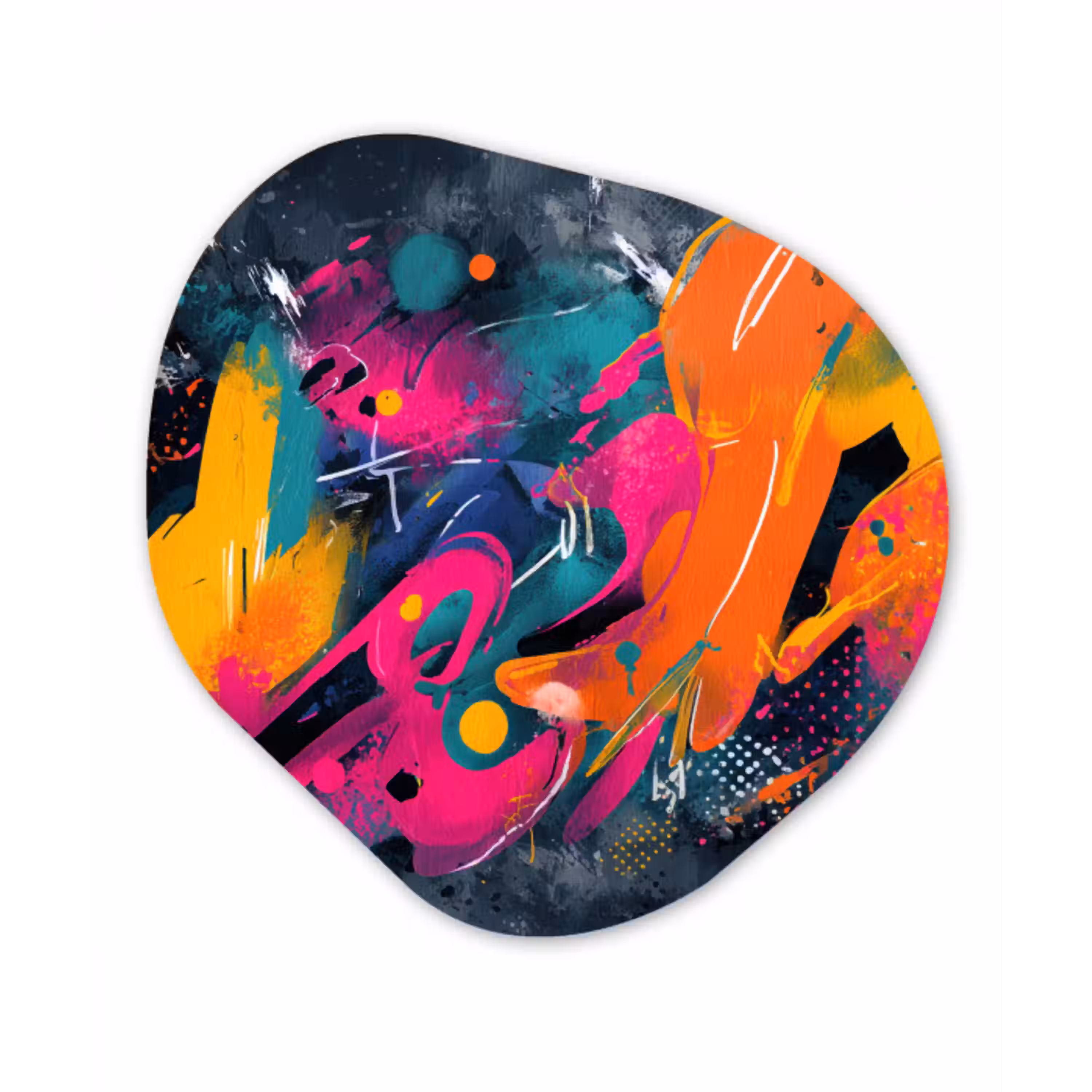 Abstract - Graffiti - Kleurrijk - Verfspatten Wandcirkel Organisch Forex 3mm klein -3d