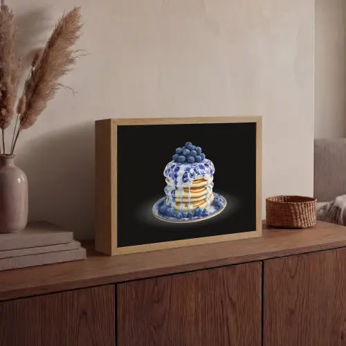 Pannenkoeken - Blauwe Bessen - Bord Light Box met batterij (Wandlamp) middel -sfeer2